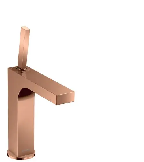 Einhebel-Waschtischmischer in Polished Red Gold von AXOR mit rechteckigem Auslauf und vertikalem Griff, geeignet für moderne Badezimmer.